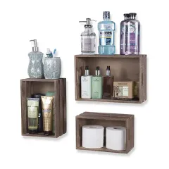 Wholesale Floating Shelves for Wall Set of 8, Rustic Wood Wall Mounted Storage Shelves