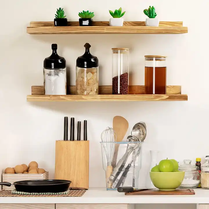 Customized Classic Home Floating Shelves Wood Wall Mounted Shelves