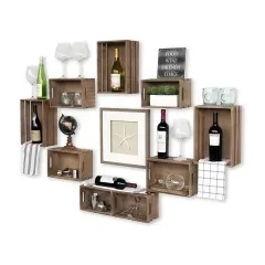 Wholesale Floating Shelves for Wall Set of 8, Rustic Wood Wall Mounted Storage Shelves