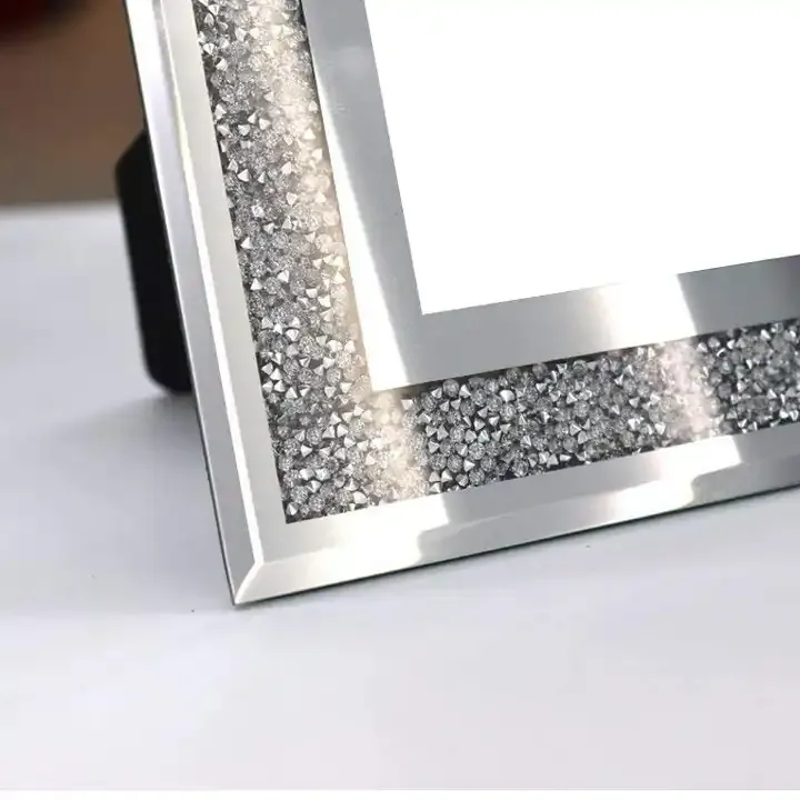 Wholesale Crushed Diamond Wedding Photo Frame Crystal Silver Glass Picture Frame