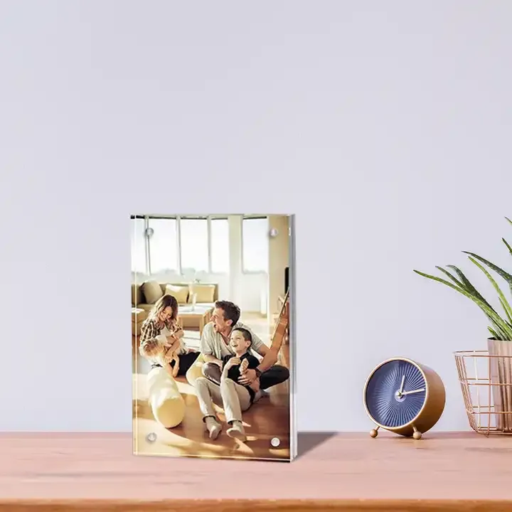 Custom Acrylic Picture Frame Freestanding Double Sided Frameless Magnetic Photo Frame
