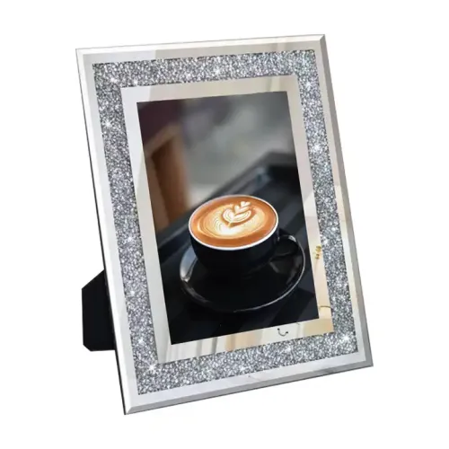 Wholesale Crushed Diamond Wedding Photo Frame Crystal Silver Glass Picture Frame