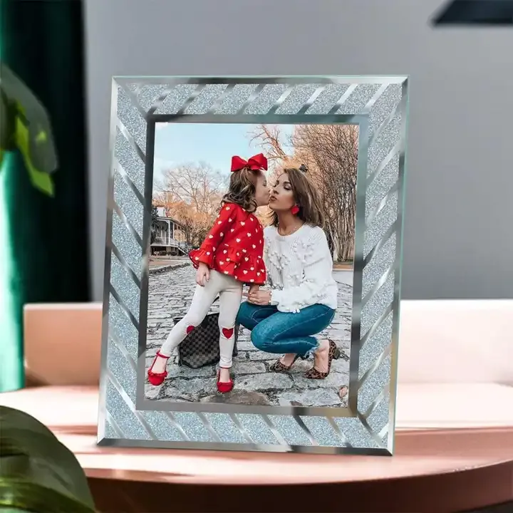 Customized Glass Picture Frame Sparkle Crystal Diamond Photo Frame