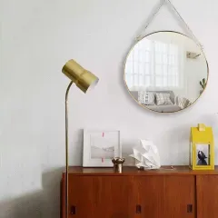 Custom Gold Metal Frame Mirror Hanging Chain Circle Wall Mirror