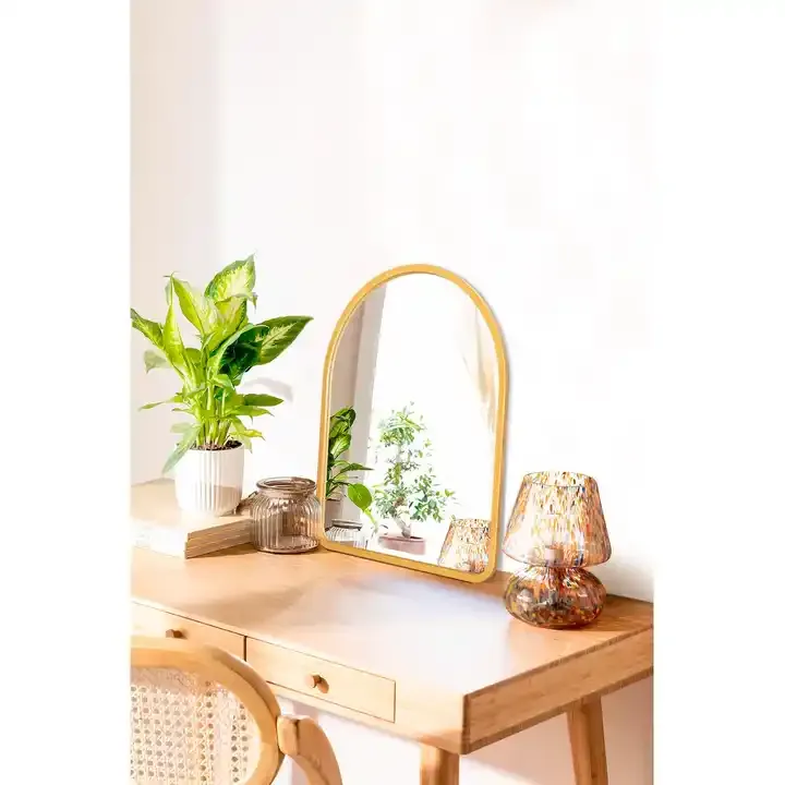 Custom Luxury Bathroom Farmhouse Mirror Wooden Arched Frame Mirror