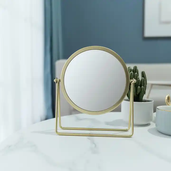 Customized Gold Metal Frame Makeup Mirror Desktop Vanity Mirror