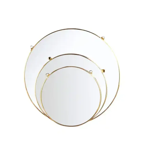 Custom Gold Metal Frame Mirror Hanging Chain Circle Wall Mirror