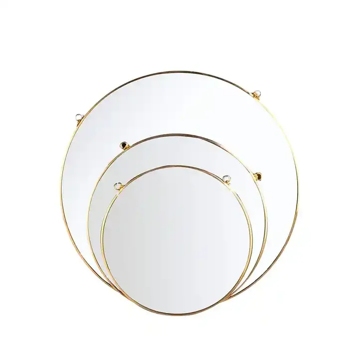 Custom Gold Metal Frame Mirror Hanging Chain Circle Wall Mirror