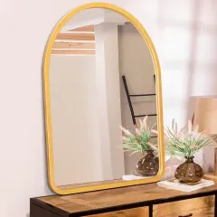 Custom Luxury Bathroom Farmhouse Mirror Wooden Arched Frame Mirror