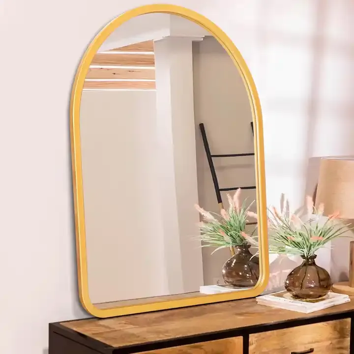 Custom Luxury Bathroom Farmhouse Mirror Wooden Arched Frame Mirror