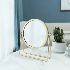 Customized Gold Metal Frame Makeup Mirror Desktop Vanity Mirror