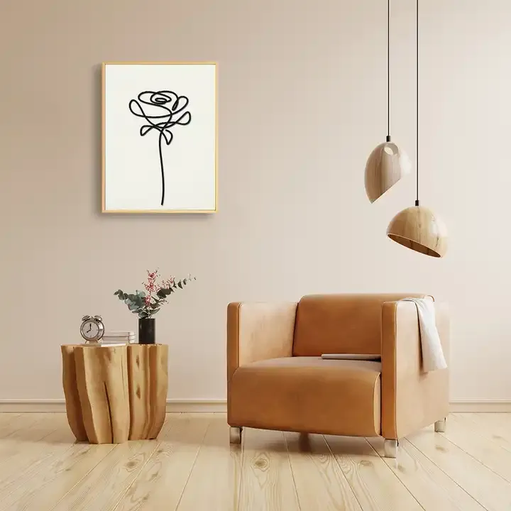 Custom Rose Wall Art Abstract Simple Wooden Wall Decor