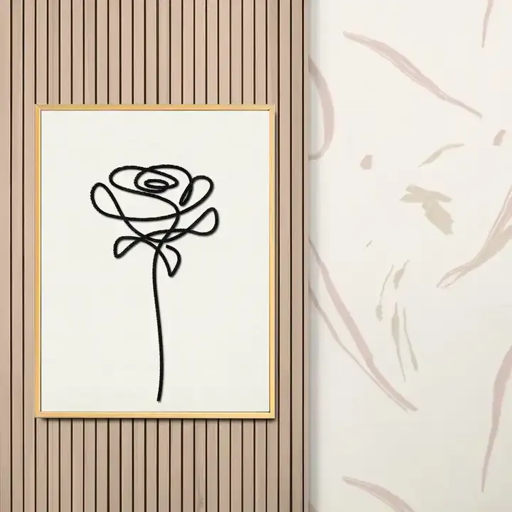 Custom Rose Wall Art Abstract Simple Wooden Wall Decor