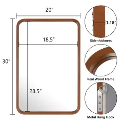 Customized Natural Wood Frame Mirror Rectangle Wooden Framed Mirror
