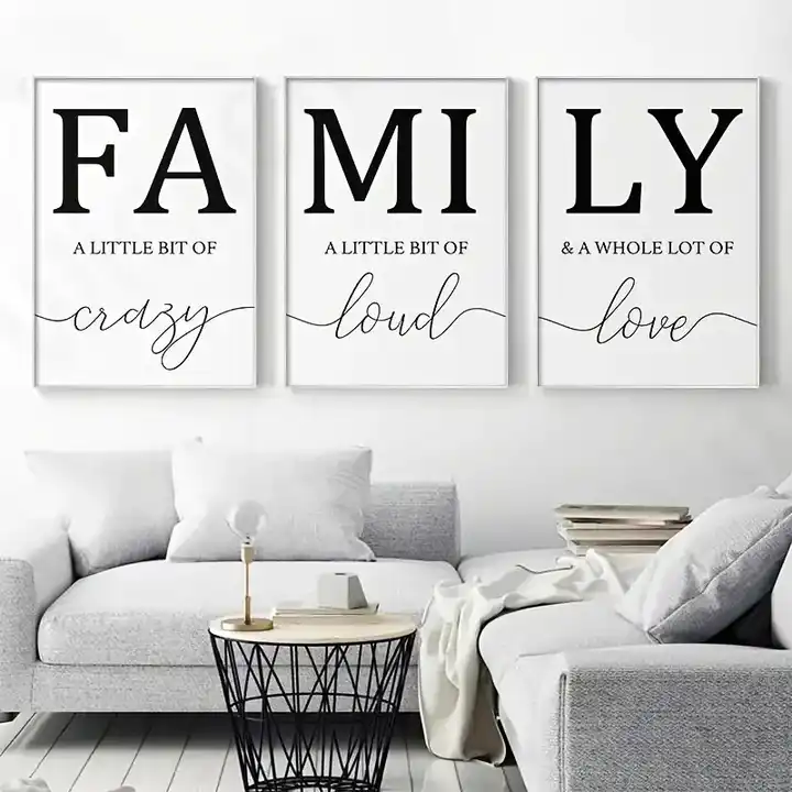 Customized Family Triptych Canvas Wall Art MDF Wall Artwork