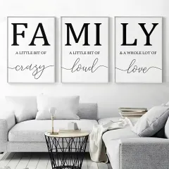 Customized Family Triptych Canvas Wall Art MDF Wall Artwork
