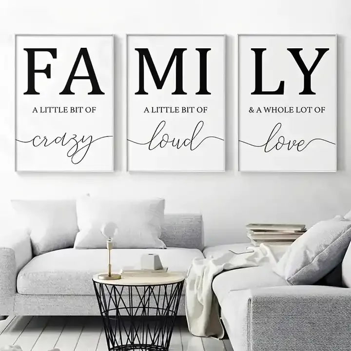 Customized Family Triptych Canvas Wall Art MDF Wall Artwork