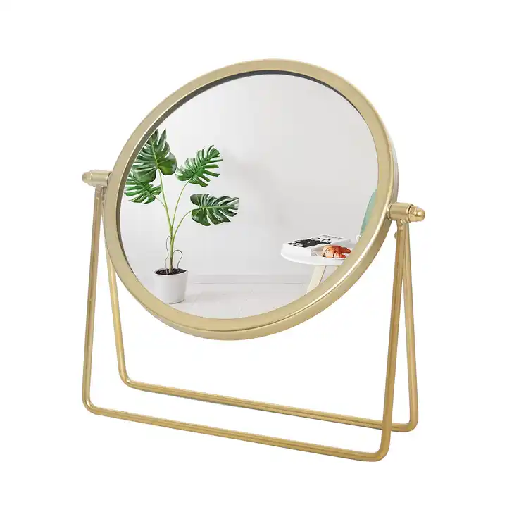 Customized Gold Metal Frame Makeup Mirror Desktop Vanity Mirror