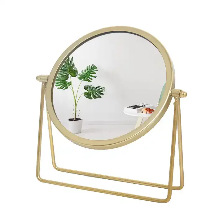Customized Gold Metal Frame Makeup Mirror Desktop Vanity Mirror