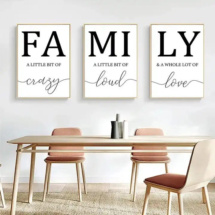 Customized Family Triptych Canvas Wall Art MDF Wall Artwork