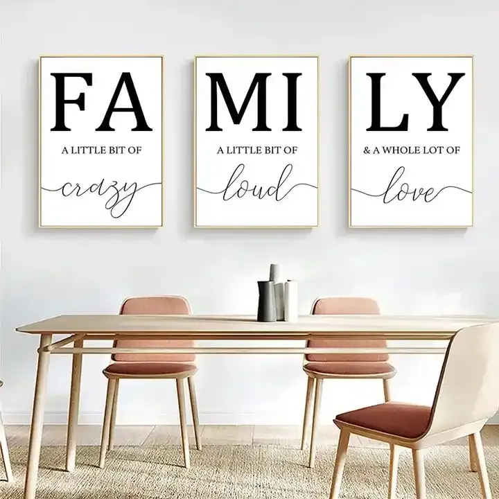 Customized Family Triptych Canvas Wall Art MDF Wall Artwork