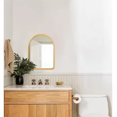 Custom Luxury Bathroom Farmhouse Mirror Wooden Arched Frame Mirror