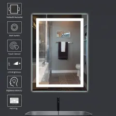 Wholesale 24x36" LED Bathroom Mirror, Anti-Fog Shatter-Proof Vanity Mirror