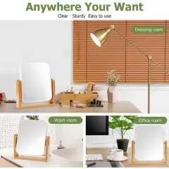 Custom Wooden Base Vanity Mirror, Double Sided 360 Degree Swivel Mirror