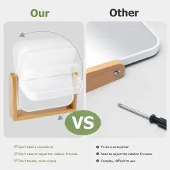 Custom Wooden Base Vanity Mirror, Double Sided 360 Degree Swivel Mirror