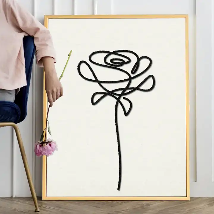 Custom Rose Wall Art Abstract Simple Wooden Wall Decor