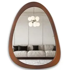 Custom Wood Frame Mirror Irregular Asymmetrical Decorative Wall Mirror