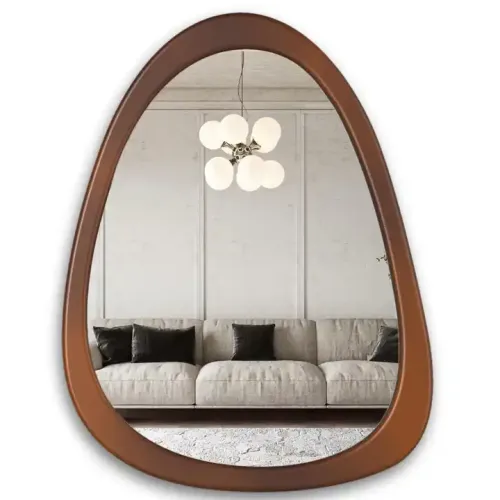 Custom Wood Frame Mirror Irregular Asymmetrical Decorative Wall Mirror
