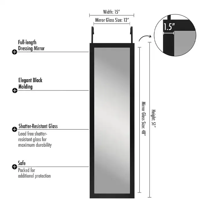 Customized 15x51" Metal Frame Mirror Full Length Mirror