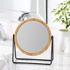 Custom Natural Wooden Frame Makeup Mirror Desktop Display Mirror