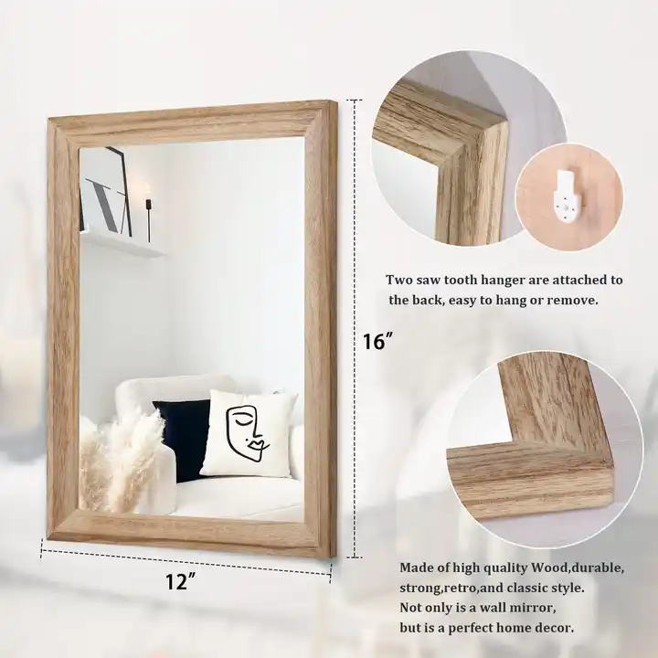 Wholesale Natural Wood Frame Mirror Wall Mounted Mirror