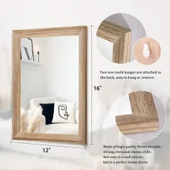 Wholesale Natural Wood Frame Mirror Wall Mounted Mirror
