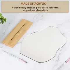 Customized Wooden Base Mirror Frameless Irregular Vanity Mirror