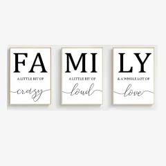 Customized Family Triptych Canvas Wall Art MDF Wall Artwork