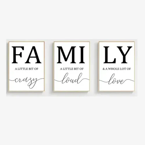 Customized Family Triptych Canvas Wall Art MDF Wall Artwork