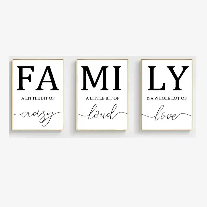 Customized Family Triptych Canvas Wall Art MDF Wall Artwork