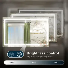 Customized Modern Large Mirror Wall Mounted LED Anti Fog High Definition Smart Bathroom Makeup Mirror