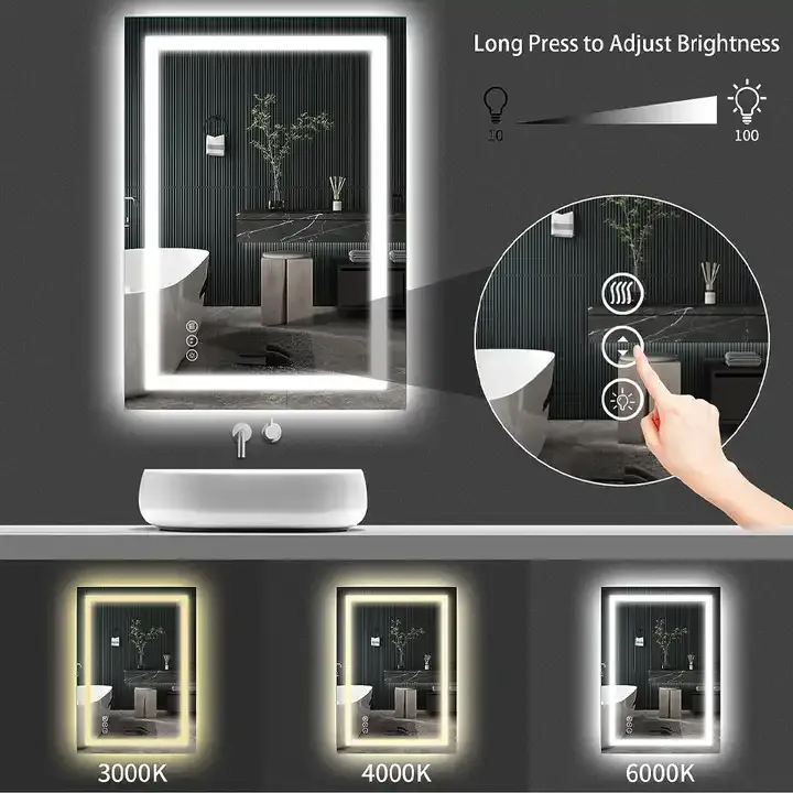Wholesale 24x36" LED Bathroom Mirror, Anti-Fog Shatter-Proof Vanity Mirror