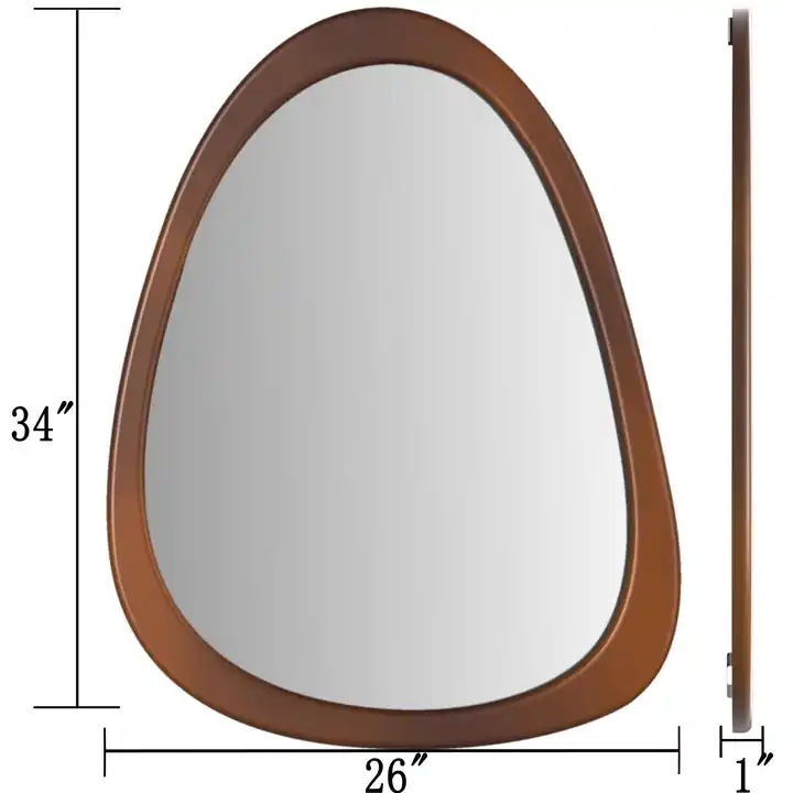 Custom Wood Frame Mirror Irregular Asymmetrical Decorative Wall Mirror
