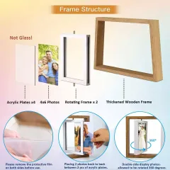 Wholesale T Shape Wooden Photo Frame 2 Pieces Rotating Photo Frame