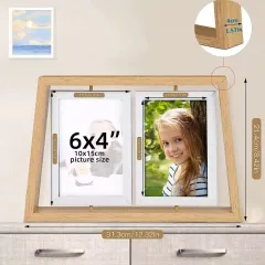Wholesale T Shape Wooden Photo Frame 2 Pieces Rotating Photo Frame