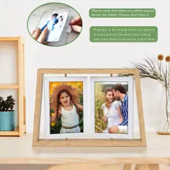 Wholesale T Shape Wooden Photo Frame 2 Pieces Rotating Photo Frame