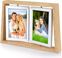 Wholesale T Shape Wooden Photo Frame 2 Pieces Rotating Photo Frame