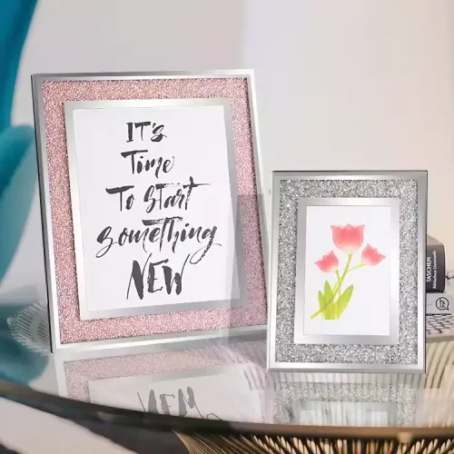 Wholesale 4x6" 5x7" 8x10" Glass Photo Frame Sparkling Crystal Picture Frame