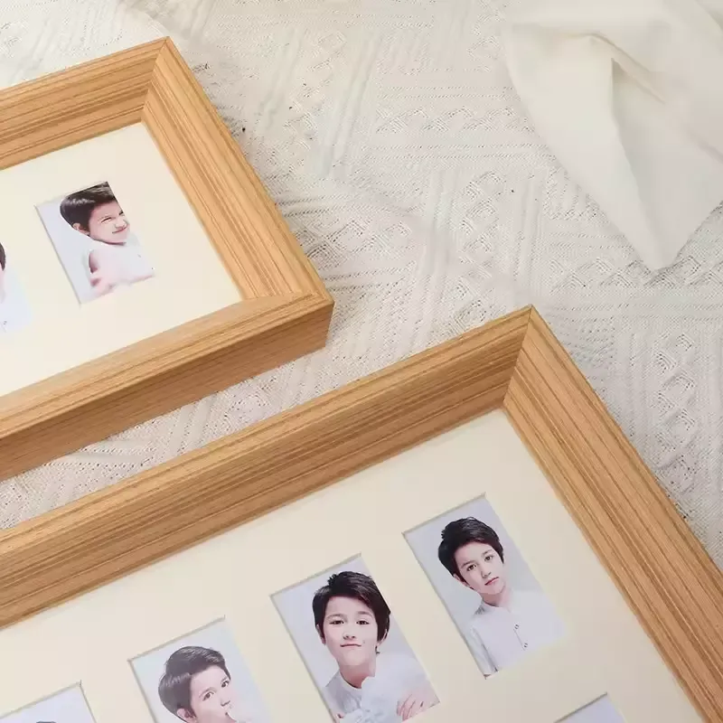 Wholesale Nordic Solid Wood Photo Frame Rectangle 10/20 Grids Children's Id Picture Frame