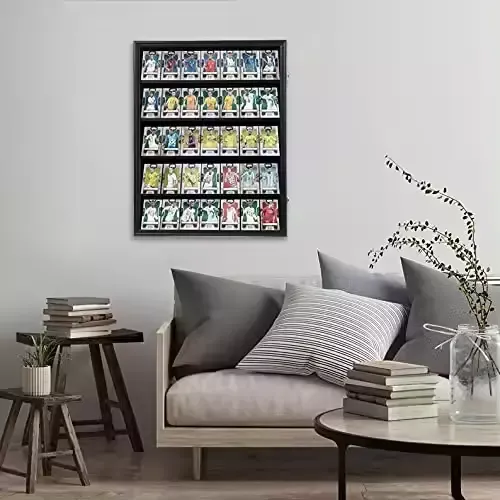 Customized Vertical Card Display Frame, Lockable 35 Graded Sports Card Shadow Box
